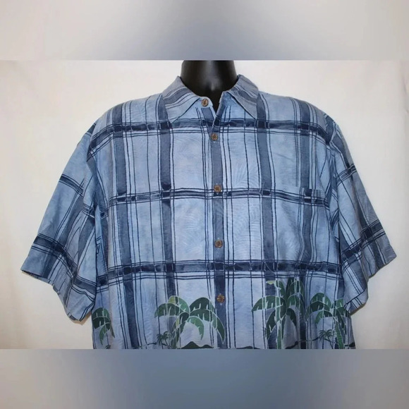 Tommy Bahama 100% Silk Short Sleeve Tropical Palm Tree Button Down Shirt Large - Picture 3 of 12